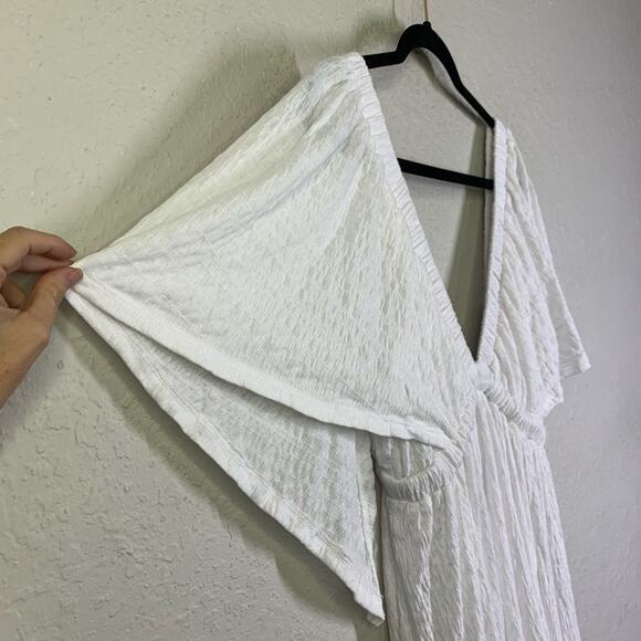 FREE PEOPLE BEACH Dress‎ Medium La La Maxi V-Neck Flutter Sleeves Flouncy Tiered - Picture 9 of 16